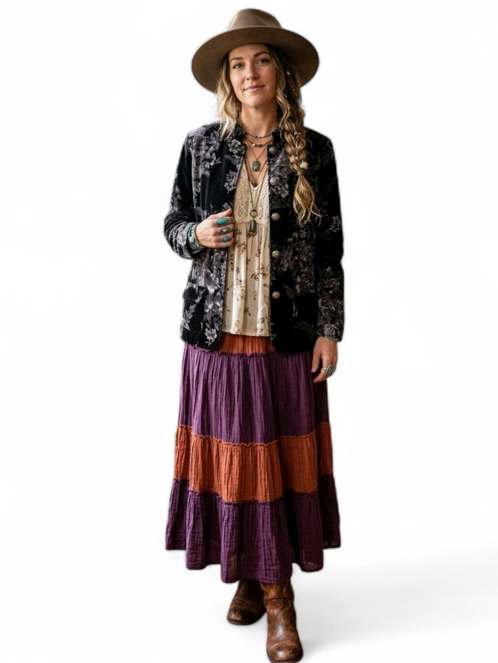 VTG TanJay Floral Velvet Blazer | Whimsical Boho Festival Jacket 10